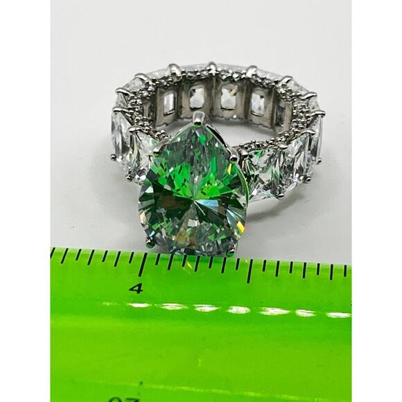 Princess Cut Quartz Diamond Baguette Silver Ring Size 8 15G - Picture 8 of 8